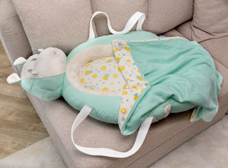 Tammy - Green mint Hippo portable baby nest